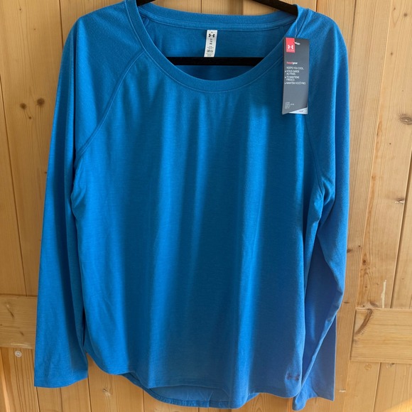 Under Armour Tops - Under Armour Heatgear Womens Long Sleeve Top Blue Open Back Loose Fit XL